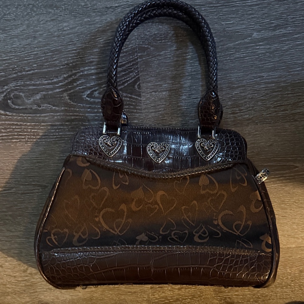 Brighton Dark Brown Satchel with Heart Details
